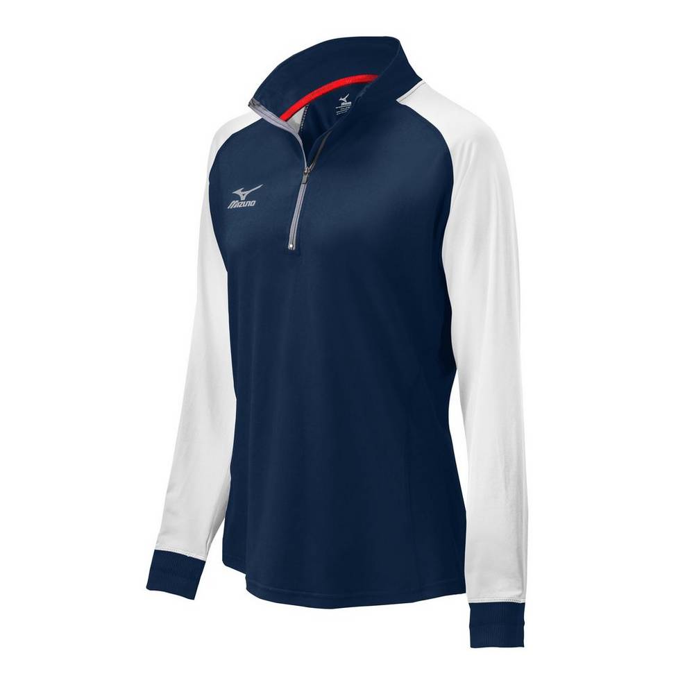 Womens Mizuno Prime 1/2 Zip Volleyball Jacket Navy/White Philippines (BWLOYA026)